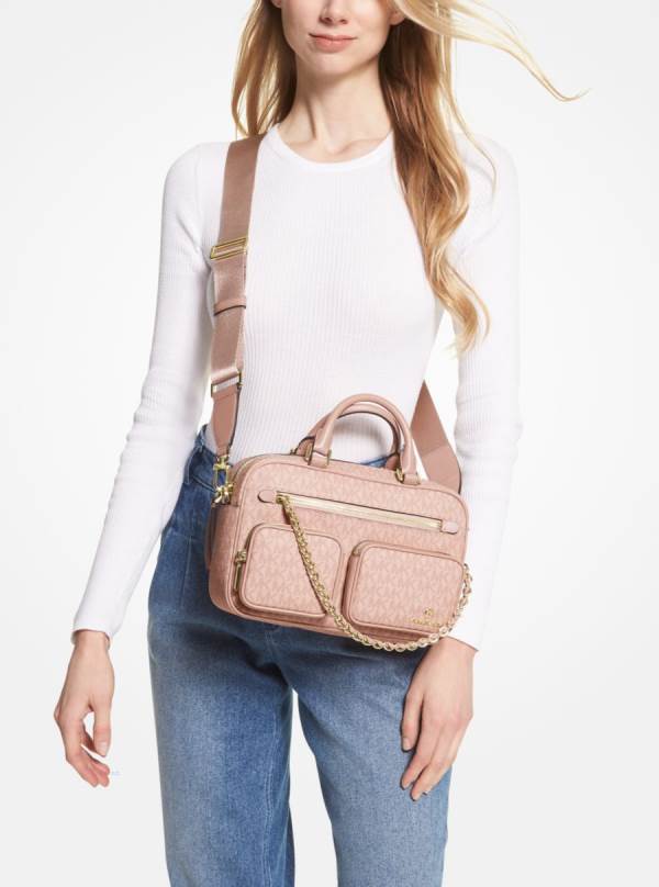 Damske Crossbody Kabelka Michael Kors Elliot Medium Logo Ruzove - Kabelky Michael Kors Obchod | ZPQIS-7813